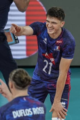 Turkiye v France - CEV EuroVolley 2026 Men CLUJ-NAPOCA, ROMANIA - SEPTEMBER 12: France’s Theo Faure (21) plays during the CEV EuroVolley 2026 Pool D match between Turkiye and France at BT Arena in Cluj-Napoca, Romania, on September 12, 2026. Osmancan Gurdogan Anadolu Cluj Romania. Editorial use only. Please get in touch for any other usage.  Copyright: x2026xAnadoluxOsmancanxGurdoganx
