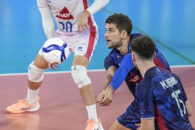 Turkiye v France - CEV EuroVolley 2026 Men CLUJ-NAPOCA, ROMANIA - SEPTEMBER 12: France’s Trevor Clevenot (2nd R) plays during the CEV EuroVolley 2026 Pool D match between Turkiye and France at BT Arena in Cluj-Napoca, Romania, on September 12, 2026. Osmancan Gurdogan Anadolu Cluj Romania. Editorial use only. Please get in touch for any other usage.  Copyright: x2026xAnadoluxOsmancanxGurdoganx