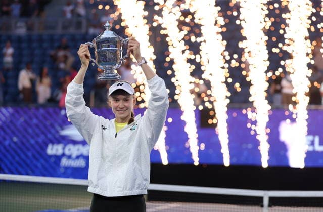 US Open tennis tournament - Day 14 Elena Rybakina of Kazakhstan poses with the Champions trophy after winning the Women’s Singles Finals of the US Open Tennis Championships in Flushing Meadows, New York, USA, 12 September 2026. FLUSHING MEADOWS NEW YORK United States  Copyright: xSARAHxYENESELx