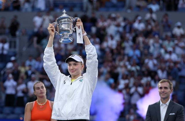 US Open tennis tournament - Day 14 Elena Rybakina of Kazakhstan poses with the Champions trophy after winning the Women’s Singles Finals of the US Open Tennis Championships in Flushing Meadows, New York, USA, 12 September 2026. FLUSHING MEADOWS NEW YORK United States  Copyright: xSARAHxYENESELx