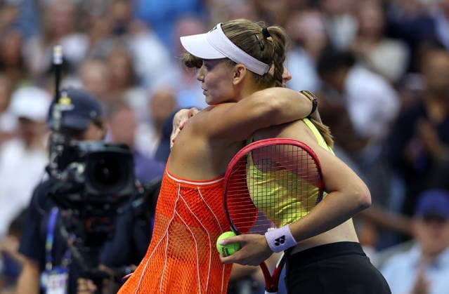 US Open tennis tournament - Day 14 Elena Rybakina (R) of Kazakhstan and Aryna Sabalenka of Belarus congratulate each other after Rybakina wins the match during the Women’s Singles Finals of the US Open Tennis Championships in Flushing Meadows, New York, USA, 12 September 2026. FLUSHING MEADOWS NEW YORK United States  Copyright: xSARAHxYENESELx