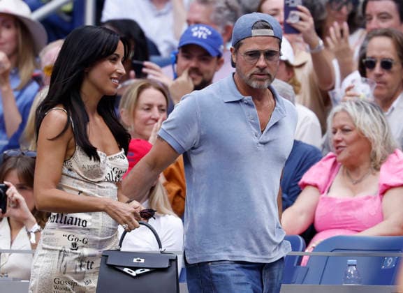 Actor Brad Pitt and his girlfriend Ines de Ramon attend the Women s Finals match in Arthur Ashe Stadium at the 2026 US Open Tennis Championship at the USTA Billie Jean King National Tennis Center in New York City on Saturday, September 12, 2026.  NYP20260912650 JOHNxANGELILLO