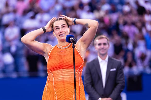 September 12, 2026: Aryna Sabalenka during the trophy ceremony after being defeated by Elena Rybakina (KAZ) in the WomenÃ¢â‚¬â ¢s Finals at the US Open on September 12, 2026, held at the USTA Billie Jean King National Tennis Center in New York City. CSM Tennis 2026: US Open, September 12, 2026  - ZUMAc04_ 20260912_zma_c04_362 Copyright: xBerniexHaleyx
