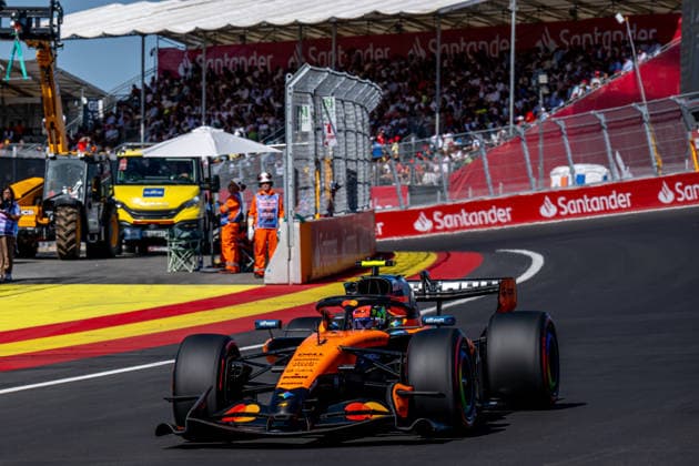 MADRID, SPAIN: Lando Norris, racing for the McLaren F1 team during the 2026 Formula 1 Spanish Grand Prix at the Madring in Madrid, Spain