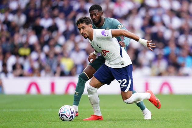 Premier League: Tottenham Hotspur v Everton Omar Marmoush of Tottenham Hotspur and Ainsley Maitland-Niles of Everton battle during the Premier League match Tottenham Hotspur vs Everton at Tottenham Hotspur Stadium, London, United Kingdom on 12 September 2026 (Photo by Harvey Murphy News Images) Copyright: xHarveyxMurphy NewsxImagesx