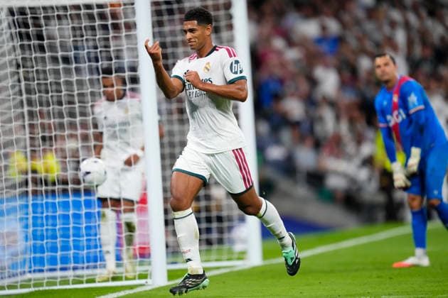 Real Madrid v Rayo Vallecano de Madrid - LaLiga EA Sports 2026 27 Jude Bellingham attacking midfield of Real Madrid and England celebrates after scoring his sides first goal during the LaLiga EA Sports 2026 27 match between Real Madrid and Rayo Vallecano de Madrid at Estadio Santiago Bernabeu on September 12, 2026 in Madrid, Spain. Madrid Spain  Copyright: xJosexBretonx originalFilename:bretonhernandez-realmadr260912_npoen.jpg