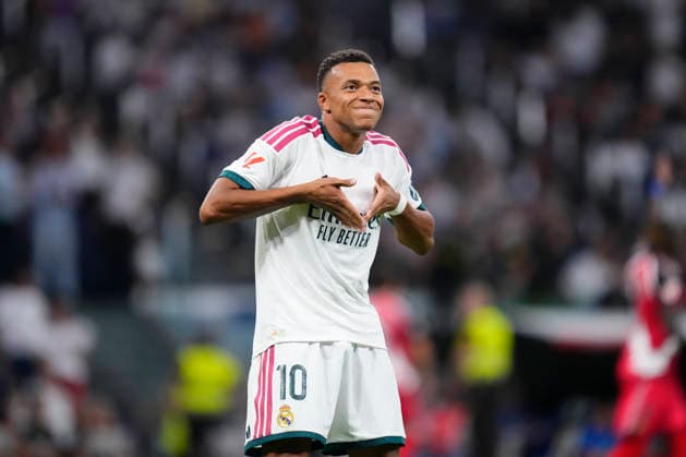 Real Madrid v Rayo Vallecano de Madrid - LaLiga EA Sports 2026 27 Kylian Mbappe centre-forward of Real Madrid and France celebrates after scoring his sides first goal during the LaLiga EA Sports 2026 27 match between Real Madrid and Rayo Vallecano de Madrid at Estadio Santiago Bernabeu on September 12, 2026 in Madrid, Spain. Madrid Spain  Copyright: xJosexBretonx originalFilename:bretonhernandez-realmadr260912_npAs1.jpg