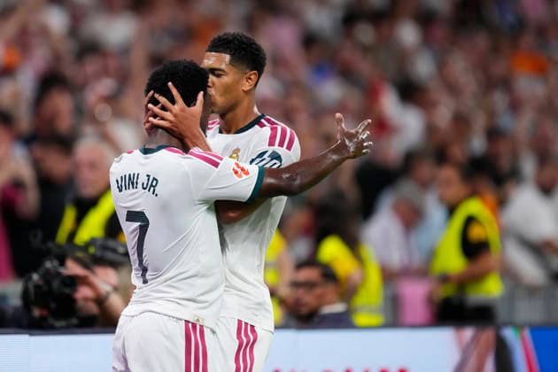 Real Madrid v Rayo Vallecano de Madrid - LaLiga EA Sports 2026 27 Jude Bellingham attacking midfield of Real Madrid and England celebrates after scoring his sides first goal during the LaLiga EA Sports 2026 27 match between Real Madrid and Rayo Vallecano de Madrid at Estadio Santiago Bernabeu on September 12, 2026 in Madrid, Spain. Madrid Spain  Copyright: xJosexBretonx originalFilename:bretonhernandez-realmadr260912_npqtd.jpg