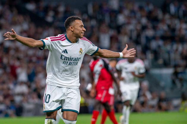 September 12, 2026, Madrid, Madrid, Spain: 10 KYLIAN MBAPPE of Real Madrid CF celebrates a goal (1-0) during the match on Matchday 5 of the 2026 27 National League First Division Championship between REAL MADRID C.F. 4 and RAYO VALLECANO 1, played at the Bernabo u Stadium on September 12, 2026, in Madrid, Spain. Madrid Spain - ZUMAc312 20260912_zsp_c312_036 Copyright: xOscarxManuelxSanchezx