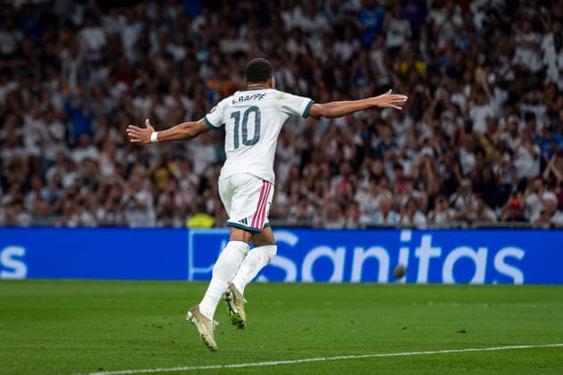 Real Madrid CF v Rayo Vallecano de Madrid - LaLiga EA Sports 2026 27 Kylian Mbappe of Real Madrid CF celebrates his goal during the LaLiga EA Sports football match between Real Madrid CF and Rayo Vallecano de Madrid at Estadio Bernabeu on September 12, 2026 in Madrid, Spain. Madrid Estadio Bernabeu Madrid Spain Copyright: xAlbertoxGardinx AGardin_20260912_Foot_Liga_Rea_Mad_Rayo_0342