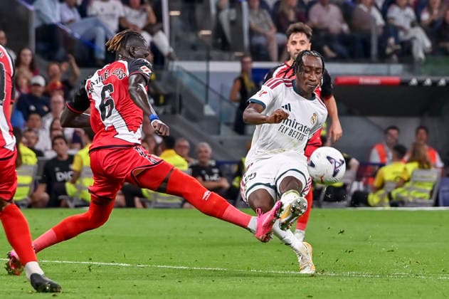September 12, 2026, Madrid, Madrid, Spain: 25 YAN DIOMANDE of Real Madrid CF shoots for goal during the match on Matchday 5 of the 2026 27 National League First Division Championship between REAL MADRID C.F. 4 and RAYO VALLECANO 1, played at the Bernabo u Stadium on September 12, 2026, in Madrid, Spain. Madrid Spain - ZUMAc312 20260912_zsp_c312_072 Copyright: xOscarxManuelxSanchezx