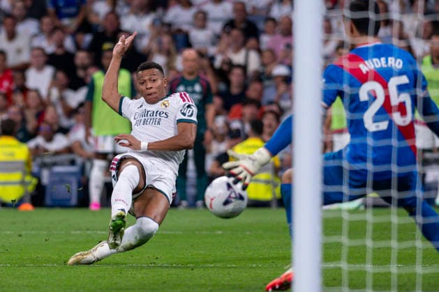 September 12, 2026, Madrid, Madrid, Spain: 10 KYLIAN MBAPPE of Real Madrid CF shoots for goal during the match on Matchday 5 of the 2026 27 National League First Division Championship between REAL MADRID C.F. 4 and RAYO VALLECANO 1, played at the Bernabo u Stadium on September 12, 2026, in Madrid, Spain. Madrid Spain - ZUMAc312 20260912_zsp_c312_114 Copyright: xOscarxManuelxSanchezx