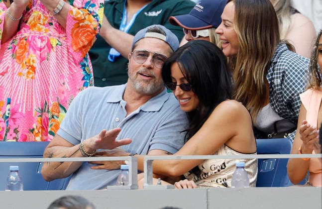 Actor Brad Pitt and girlfriend Ines de Ramon watch Elena Rybakina of Kazakhstan play Aryna Sabalenka of Belarus in the Women s Finals match in Arthur Ashe Stadium at the 2026 US Open Tennis Championship at the USTA Billie Jean King National Tennis Center in New York City on Saturday, September 12, 2026. Rybakina won with a score of 6-4, 5-7, 6-2.  NYP20260912015 JOHNxANGELILLO