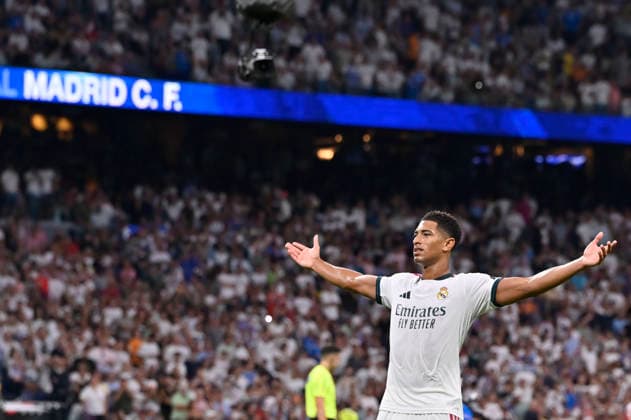 September 12, 2026, Madrid, Madrid, Spain: 5 JUDE BELLINGHAM of Real Madrid CF celebrates a goal during the match on Matchday 5 of the 2026 27 National League First Division Championship between REAL MADRID C.F. 4 and RAYO VALLECANO 1, played at the Bernabo u Stadium on September 12, 2026, in Madrid, Spain. Madrid Spain - ZUMAc312 20260912_zsp_c312_144 Copyright: xOscarxManuelxSanchezx
