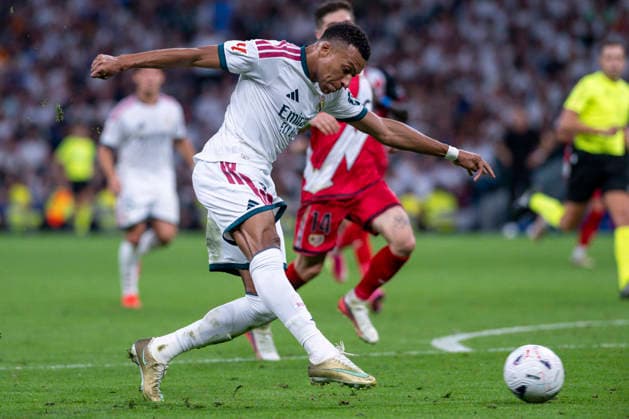 September 12, 2026, Madrid, Madrid, Spain: 10 KYLIAN MBAPPE of Real Madrid CF shoots for goal during the match on Matchday 5 of the 2026 27 National League First Division Championship between REAL MADRID C.F. 4 and RAYO VALLECANO 1, played at the Bernabo u Stadium on September 12, 2026, in Madrid, Spain. Madrid Spain - ZUMAc312 20260912_zsp_c312_211 Copyright: xOscarxManuelxSanchezx