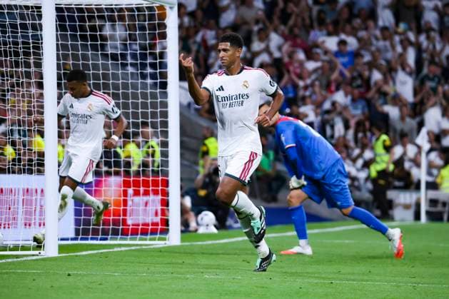 September 12, 2026, Estadio Santiago Bernabeu, Madrid, Spain: Jude Bellingham of Real Madrid celebrates his goal during La Liga EA Sports match between Real Madrid and Rayo Vallecano at Estadio Santiago Bernabeu on September 12, 2026 in Madrid, Spain. Real Madrid vs Rayo Vallecano 900 Cordon Press  900 CordonxPress LOF - Real Madrid vs Rayo Vallecano