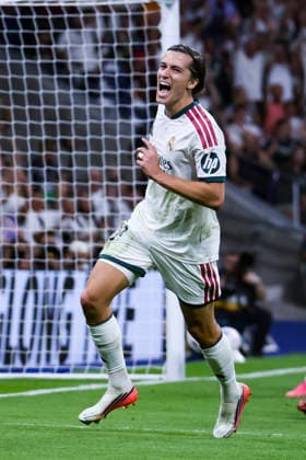 Real Madrid v Rayo Vallecano - La Liga EA Sports 2026 27 September 12, 2026, Estadio Santiago Bernabeu, Madrid, Spain: Alvaro Carreras of Real Madrid celebrates his goal during La Liga EA Sports match between Real Madrid and Rayo Vallecano at Estadio Santiago Bernabeu on September 12, 2026 in Madrid, Spain. Madrid Estadio Santiago Bernabeu Madrid Spain *** Real Madrid vs. Rayo Vallecano, La Liga EA Sports 2026, September 12, 2026, Santiago Bernabéu Stadium, Madrid, Spain Álvaro Carreras of Real Madrid celebrates his goal during the La Liga EA Sports match between Real Madrid and Rayo Vallecano at Santiago Bernabéu Stadium on September 12, 2026, in Madrid, Spain Madrid Santiago Bernabéu Stadium Madrid Spain Copyright: xAlejandroxMatiasxAcostax