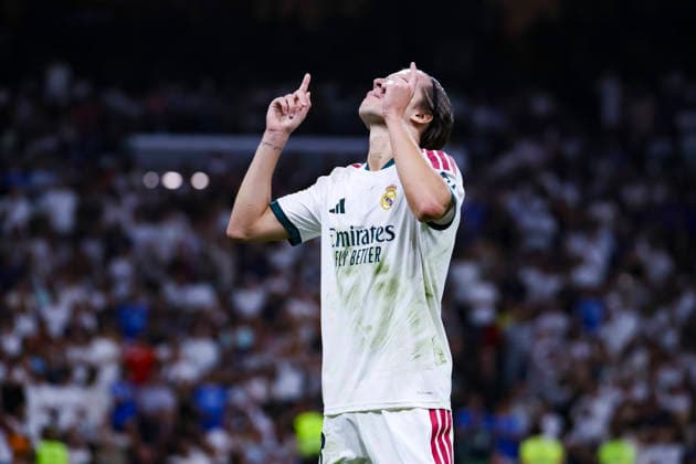 Real Madrid v Rayo Vallecano - La Liga EA Sports 2026 27 September 12, 2026, Estadio Santiago Bernabeu, Madrid, Spain: Alvaro Carreras of Real Madrid celebrates his goal during La Liga EA Sports match between Real Madrid and Rayo Vallecano at Estadio Santiago Bernabeu on September 12, 2026 in Madrid, Spain. Madrid Estadio Santiago Bernabeu Madrid Spain *** Real Madrid vs. Rayo Vallecano, La Liga EA Sports 2026, September 12, 2026, Santiago Bernabéu Stadium, Madrid, Spain Álvaro Carreras of Real Madrid celebrates his goal during the La Liga EA Sports match between Real Madrid and Rayo Vallecano at Santiago Bernabéu Stadium on September 12, 2026, in Madrid, Spain Madrid Santiago Bernabéu Stadium Madrid Spain Copyright: xAlejandroxMatiasxAcostax
