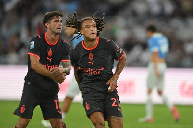 RECORD DATE NOT STATED 12th September 2026; Stadio Olimpico, Rome, Italy; Italian Serie A Football, Lazio versus AC Milan; Diego Moreira of Milan celebrates after scoring goal for 2-2 AllShotLive