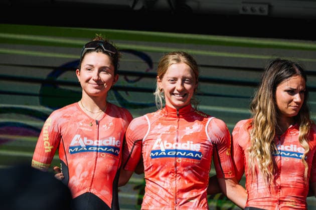A Travers Les Hauts-de-France - 4th Edition - Teams Presentation Laury Milette (Canada), Mathilde Huot (Canada) and Julia Aubry (France), representing team Abadie Magnan, participate in the team presentation for the A Travers les Hauts-de-France 2026 (1.1 UCI - 4th edition) in Queant, Pas-de-Calais, Hauts-de-France, France, on September 12, 2026. QuÃ ant France  Copyright: xGautierxDemouveauxx originalFilename:demouveaux-notitle260912_np0mb.jpg