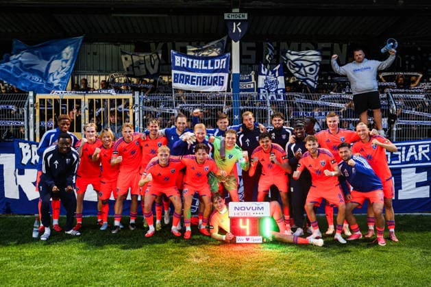 September 12, 2026, Soccer, Men s, Regionalliga Nord, Matchday 8, BSV Kickers Emden vs. SSV Jeddeloh II, Celebrations after the final whistle