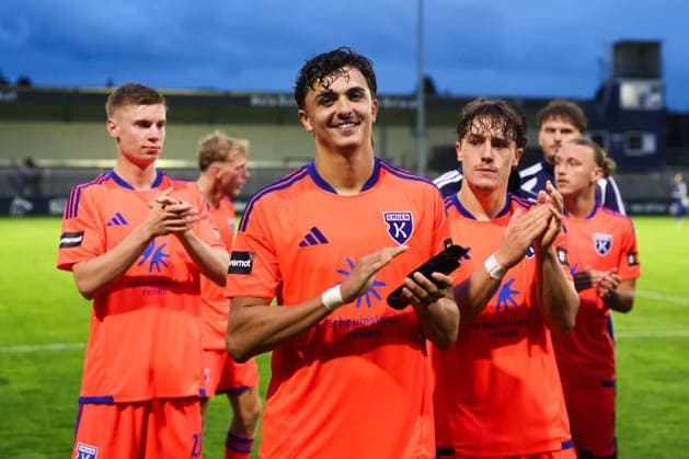 September 12, 2026, Soccer, Men s, Regionalliga Nord, Matchday 8, BSV Kickers Emden vs. SSV Jeddeloh II; Celebrations after the final whistle for Jamil Najjar, No. 44, BSV Kickers Emden