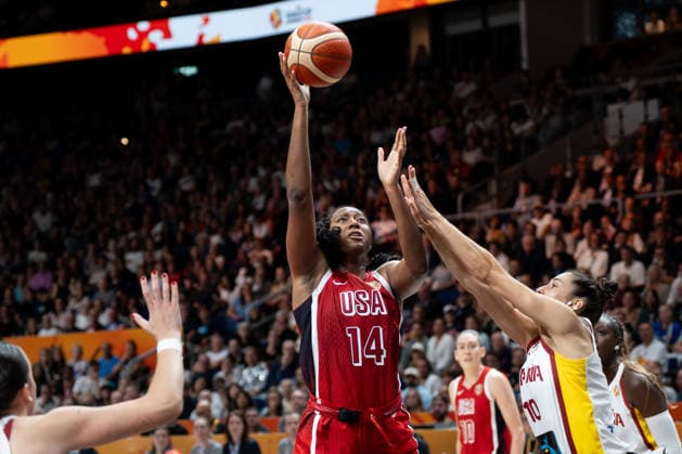 Spain v USA: Semifinal - FIBA Women s Basketball World Cup Germany 2026 Aliyah Boston plays during the FIBA Women s Basketball World Cup 2026 semi-finals match between Spain and the United States in Berlin, Germany, on September 12, 2026. Berlin Germany  Copyright: xMarcinxGolbax originalFilename:golba-spainvus260912_npTCj.jpg