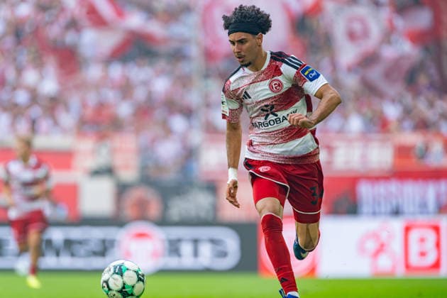 Anas Slimani of Fortuna Düsseldorf, 34, running with the ball; Fortuna Düsseldorf vs. MSV Duisburg, soccer, 3rd Division, Matchday 5, 2026–27 season, September 12, 2026, DFL regulations prohibit any use of photographs as image sequences and or quasi-video. Fortuna Düsseldorf vs. MSV Duisburg, soccer, 3. Liga, Matchday 5, 2026–27 season, September 12, 2026, Düsseldorf Copyright: xEibner-Pressefoto LukasxBaldygax EP_LBA