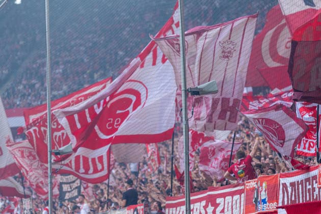 Fortuna Düsseldorf: A Sea of Flags – Fortuna Düsseldorf vs. MSV Duisburg, Soccer, 3rd Division, Matchday 5, 2026–27 Season, September 12, 2026, DFL regulations prohibit any use of photographs as image sequences and or quasi-video. Fortuna Düsseldorf vs. MSV Duisburg, soccer, 3. Liga, Matchday 5, 2026–27 season, September 12, 2026, Düsseldorf Copyright: xEibner-Pressefoto LukasxBaldygax EP_LBA