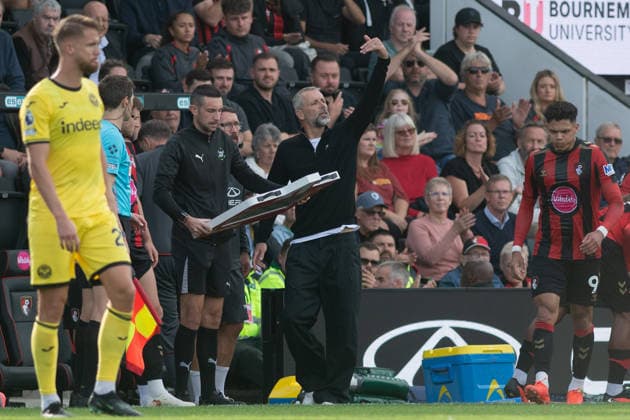 AFC Bournemouth v Brentford, Premier League Bournemouth Manager Marco Rose reacts during the AFC Bournemouth v Brentford Premier League match at Vitality Stadium, Bournemouth, England on 12 September 2026 Credit: Andy Thomas Every Second Media Editorial use only. All images are copyright Every Second Media Limited. No images may be reproduced without prior permission. All rights reserved. Premier League and Football League images are subject to licensing agreements with Football DataCo Limited. see https: www.football-dataco.com Copyright: xIMAGO EveryxSecondxMediax ESM-2160-0051 AndyxThomasx xEveryxSecondxMediax