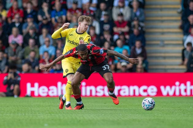 AFC Bournemouth v Brentford, Premier League Rayan and Keane Lewis-Potter battle for the ball during the AFC Bournemouth v Brentford Premier League match at Vitality Stadium, Bournemouth, England on 12 September 2026 Credit: Andy Thomas Every Second Media Editorial use only. All images are copyright Every Second Media Limited. No images may be reproduced without prior permission. All rights reserved. Premier League and Football League images are subject to licensing agreements with Football DataCo Limited. see https: www.football-dataco.com Copyright: xIMAGO EveryxSecondxMediax ESM-2160-0066 AndyxThomasx xEveryxSecondxMediax