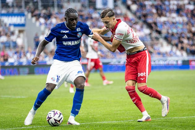 FOOTBALL: RC Strasbourg Alsace v AS Monaco Matchday 4 Ligue 1 McDonald s - 12 09 2026 Antwi Genesis Kofi Koranteng 16 (Racing de Strasbourg) et Mathys Detourbet 7 (AS Monaco) StrasbourgFrance  Copyright: xelyxandroxcegarrax
