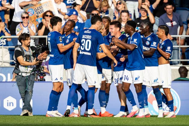FOOTBALL: RC Strasbourg Alsace v AS Monaco Matchday 4 Ligue 1 McDonald s - 12 09 2026 Joie des joueurs de l equipe de Racing Strasbourg apres le but (PP) de Sadibou Sane StrasbourgFrance  Copyright: xx