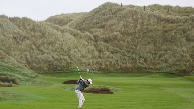 2026 Amgen Irish Open - Fourth Round, Trump International Golf Links, Doonbeg 13 9 2026 Rory McIlroy plays down the first fairway Rory McIlroy plays down the first fairway 13 9 2026  Copyright: xx BB2_9088