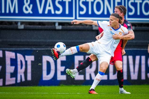ROTTERDAM , 13-09-2026 , Stadium Woudestein , season 2026 2027 , Dutch Eredivisie football , match between Excelsior Rotterdam and FC Utrecht , picture shows FC Utrecht player Artem Stepanov and Excelsior Rotterdam player Casper Widell Excelsior - Utrecht  x206983031x Copyright: