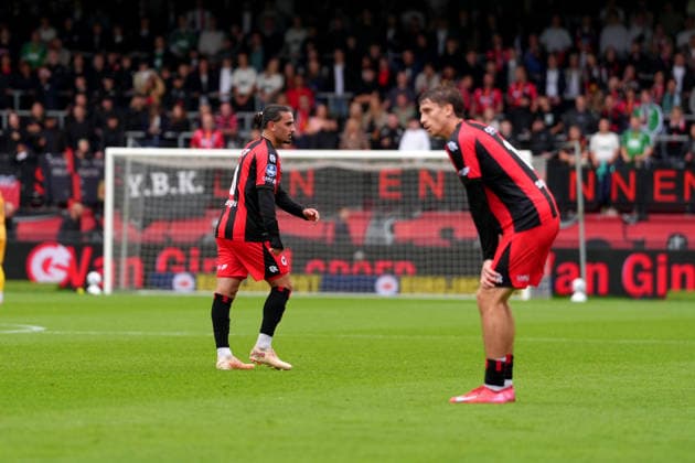 Eredivisie: Excelsior Rotterdam v FC Utrecht Rotterdam - Irakli Yegoian of Excelsior Rotterdam, Kasey Bos of Excelsior Rotterdam during the sixth competition round of the 2026 2027 Eredivisie season. The match is set between Excelsior Rotterdam and FC Utrecht at Stadion Woudestein on 13 September 2026 in Rotterdam, Netherlands. (Hero Images Nick Koole) Copyright: xNickxKoolex