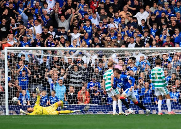Rangers v Celtic Premier Sports Cup Daniel Neil of Rangers scores his teams first goal during the Premier Sports Cup Quarter-Final match at Ibrox Stadium, Glasgow 13 09 2026 UK Newspapers OUT Copyright: xFredxPalmerx FIL-23941-0053