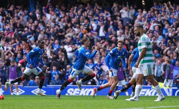 Rangers captain Dan Neil scores to give Rangers a 1-0 lead. Rangers v Celtic, Premier Sports Cup Quarter-final, football, Ibrox Stadium, Glasgow, UK, Scotland - 13 Sep 2026Glasgow Ibrox Stadium Scotland United Kingdom  Copyright: xStuartxWallace Shutterstockx 17149154d