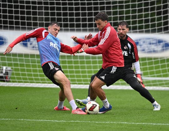 September 13, 2026, xophax, Soccer, 1. Bundesliga, 1. FC Köln Training After the Werder Game: Paul Okon, Engstler, Luca Waldschmidt, Ron Robert Zieler—all 1. FC Köln. DFL and DFB regulations prohibit any use of photographs as image sequences and or quasi-video. Cologne