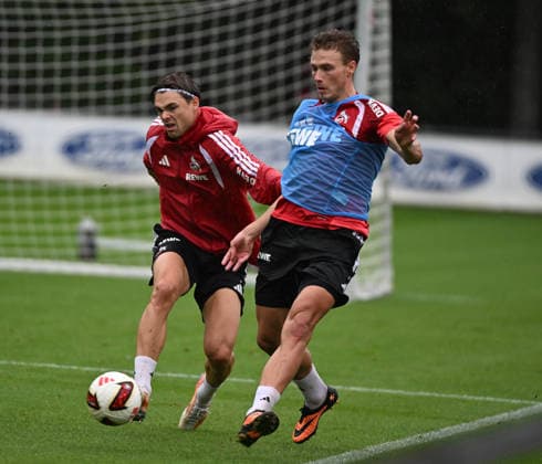 September 13, 2026, xophax, Soccer, Bundesliga 1, 1. FC Köln Training Session After the Werder Match: Joel Schmied (left) and Sebastian Sebulonsen, both of 1. FC Köln. DFL and DFB regulations prohibit any use of photographs as image sequences and or quasi-video. Cologne