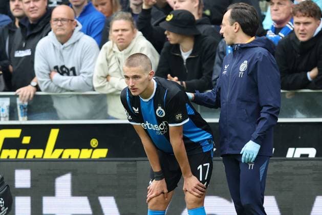 Club s Romeo Vermant and +pictured during a soccer match between Club Brugge and Royal Antwerp FC, Sunday 13 September 2026 in Brugge, on day 6 of the 2026-2027 Jupiler Pro League first division of the Belgian championship. BRUNOxFAHY  x186195404x