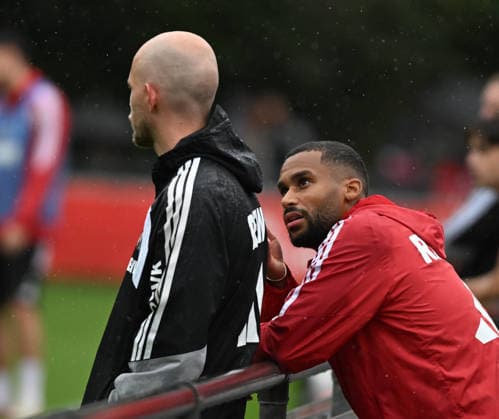 September 13, 2026, xophax, Soccer, Bundesliga 1, 1. FC Köln Training Session After the Werder Match: Coach Rene Wagner (1. FC Köln), left, and Linton Maina (1. FC Köln), right. DFL and DFB regulations prohibit any use of photographs as image sequences and or quasi-video. Cologne