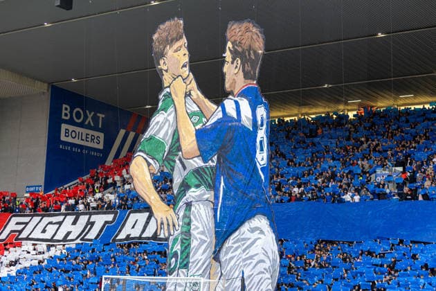 RECORD DATE NOT STATED 13th September 2026; Ibrox Stadium, Glasgow, Scotland; Scottish League Cup Football, Rangers versus Celtic; Rangers fans display VagelisxGeorgariou