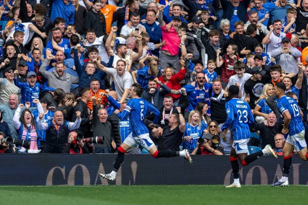 RECORD DATE NOT STATED 13th September 2026; Ibrox Stadium, Glasgow, Scotland; Scottish League Cup Football, Rangers versus Celtic; Dan Neil of Rangers celebrates after he shoots and scores in the 22nd minute to make it 1-0 VagelisxGeorgariou