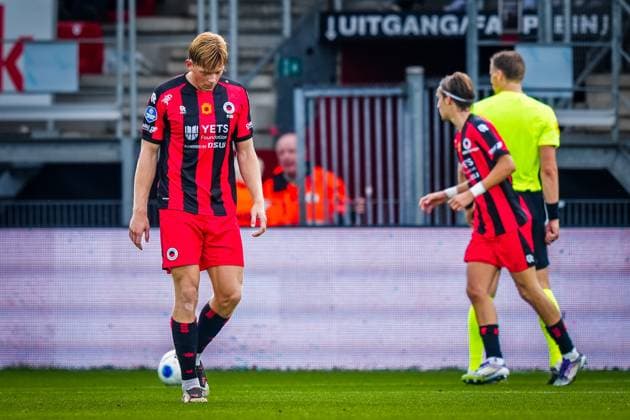 ROTTERDAM , 13-09-2026 , Stadium Woudestein , season 2026 2027 , Dutch Eredivisie football , match between Excelsior Rotterdam and FC Utrecht , picture shows Excelsior Rotterdam player Jan Plug disappointed Excelsior - Utrecht  x206986040x Copyright: