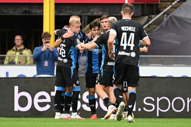 Club s Hugo Vetlesen celebrates after scoring the 1-0 goal during a soccer match between Club Brugge and Royal Antwerp FC, Sunday 13 September 2026 in Brugge, on day 6 of the 2026-2027 Jupiler Pro League first division of the Belgian championship. MAARTENxSTRAETEMANS  x186197126x