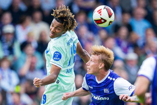 September 13, 2026 Soccer, 2026–2027, 2. Bundesliga, Matchday 5, VfL Osnabrück vs. Hertha BSC Berlin; Referee: Oluwaseun Adewumi (Berlin), Assistant Referees: Bjarke Jacobsen (Osnabrück); DFL regulations prohibit any use of photographs as image sequences and or quasi-video.