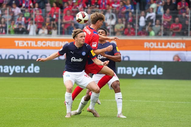 2. Bundesliga, Matchday 5, 2026–27 Season, FC Heidenheim vs. Holstein Kiel; Patrick Mainka (FC Heidenheim), Jonas Therkelsen (Holstein Kiel); FC Heidenheim vs. Holstein Kiel, 2. Bundesliga, Matchday 5, 2026–27 Season, FC Heidenheim vs. Holstein Kiel, Germany, Heidenheim, Voith Arena, September 13, 2026 SP_GHR