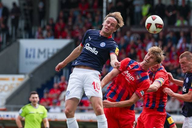 Jonas Therkelsen (10, Holstein Kiel) and Jan Schoeppner (3, 1. FC Heidenheim 1846) in action; 1. FC Heidenheim 1846 vs. Holstein Kiel; soccer; DFL; 2. Bundesliga; 2026–2027 season, First Half of the Season, Matchday 5, September 13, 2026, Heidenheim, Baden-Württemberg, Germany Copyright: xkolbert-press MartinxAgüerax
