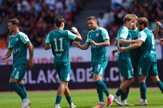 September 13, 2026, Soccer, Brack Super League 2026–27, Matchday 8, FC Zurich vs. FC Vaduz, Letzigrund Stadium, Zurich, Switzerland. Marcel Monsberger (No. 9), FC Vaduz, scores the 0–1 goal for FC Vaduz. Photo by Urs Ottiger